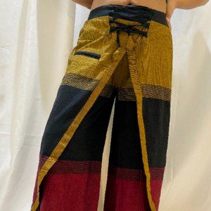Cotton Printed Double Layers Palazzo Pants